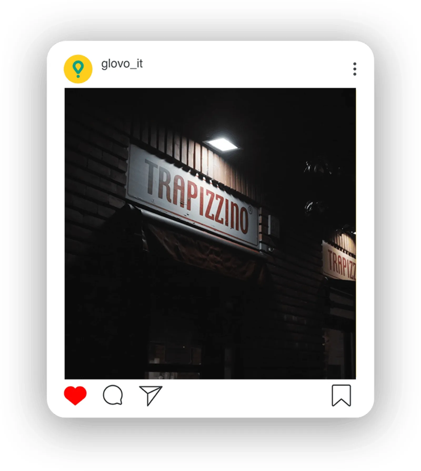 Instagram post of the Trapizzino storefront, one of Glovo's partner restaurants