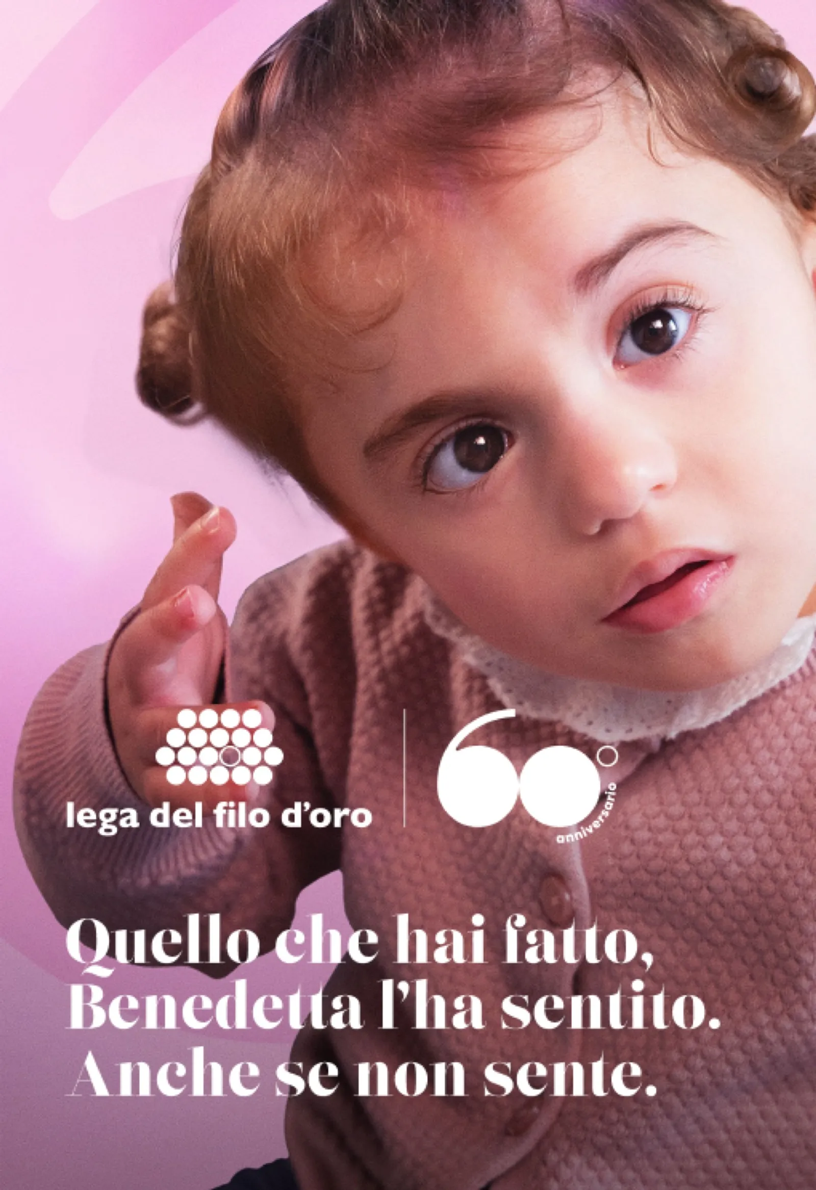 Portrait of Benedetta, a Lega del Filo d'Oro donor featured in the campaign