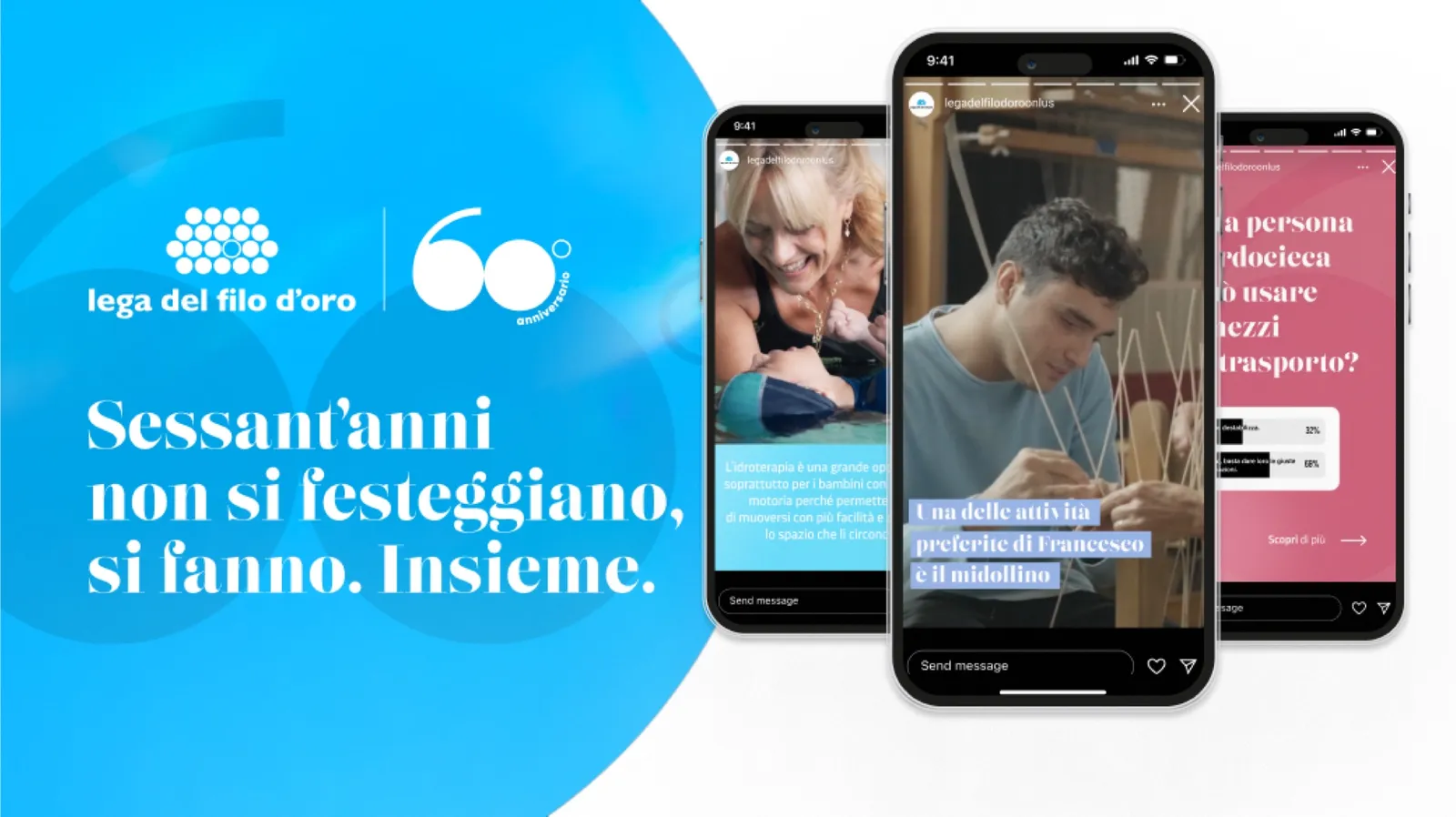 Sixty years of celebration campaign visual for Lega del Filo d'Oro