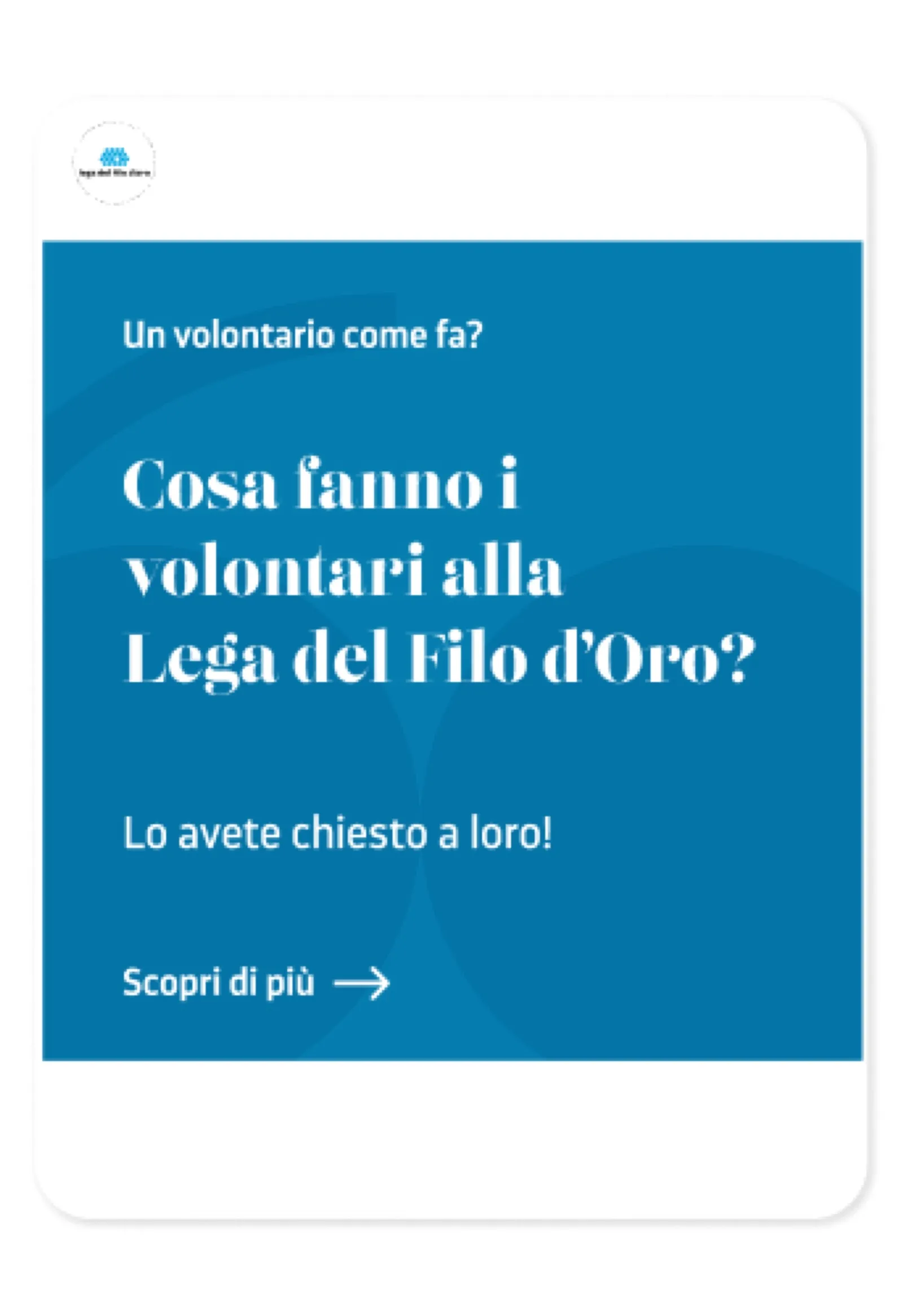 Volunteers featured in the Lega del Filo d'Oro anniversary campaign
