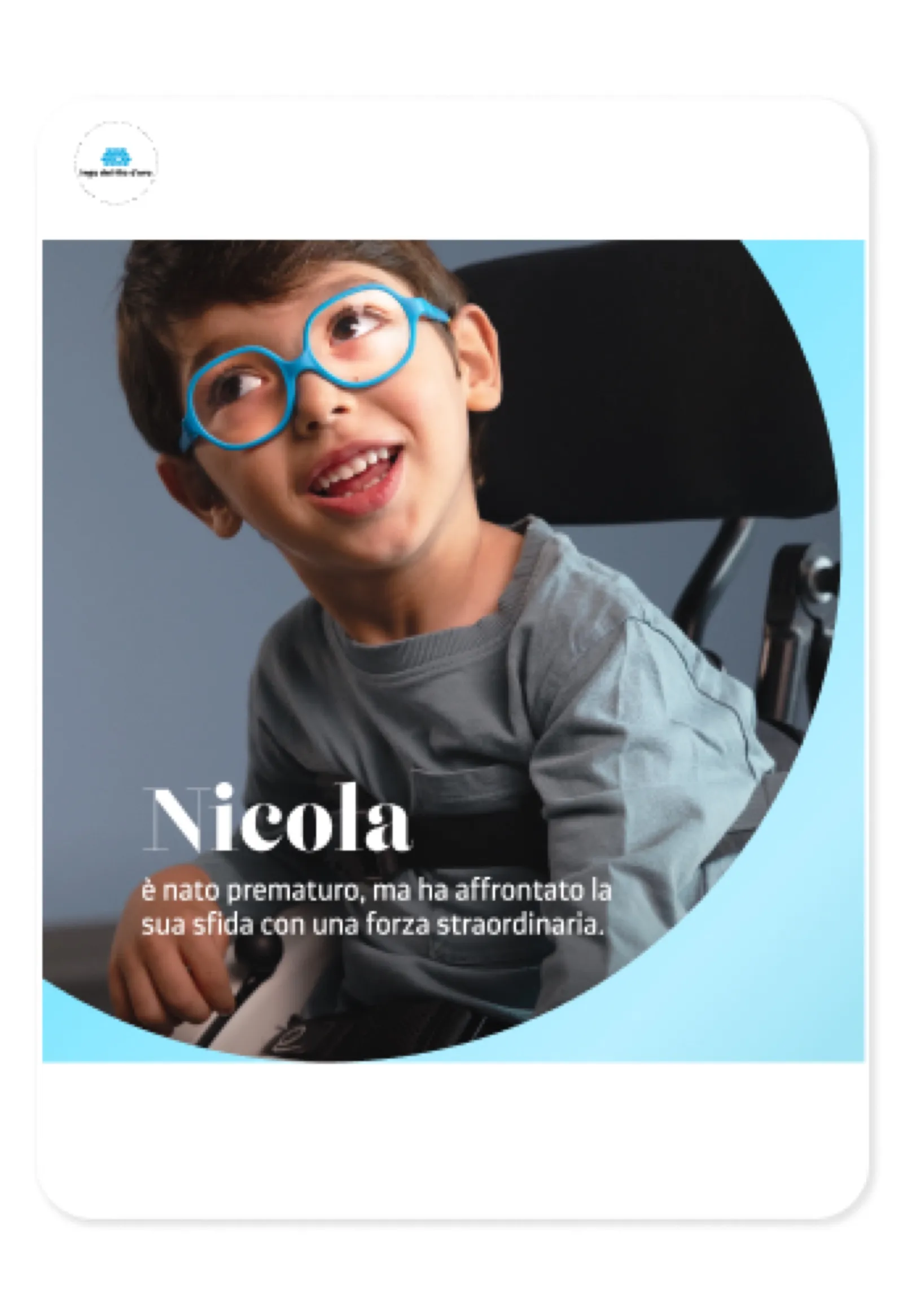 Nicola featured in the Lega del Filo d'Oro anniversary campaign gallery