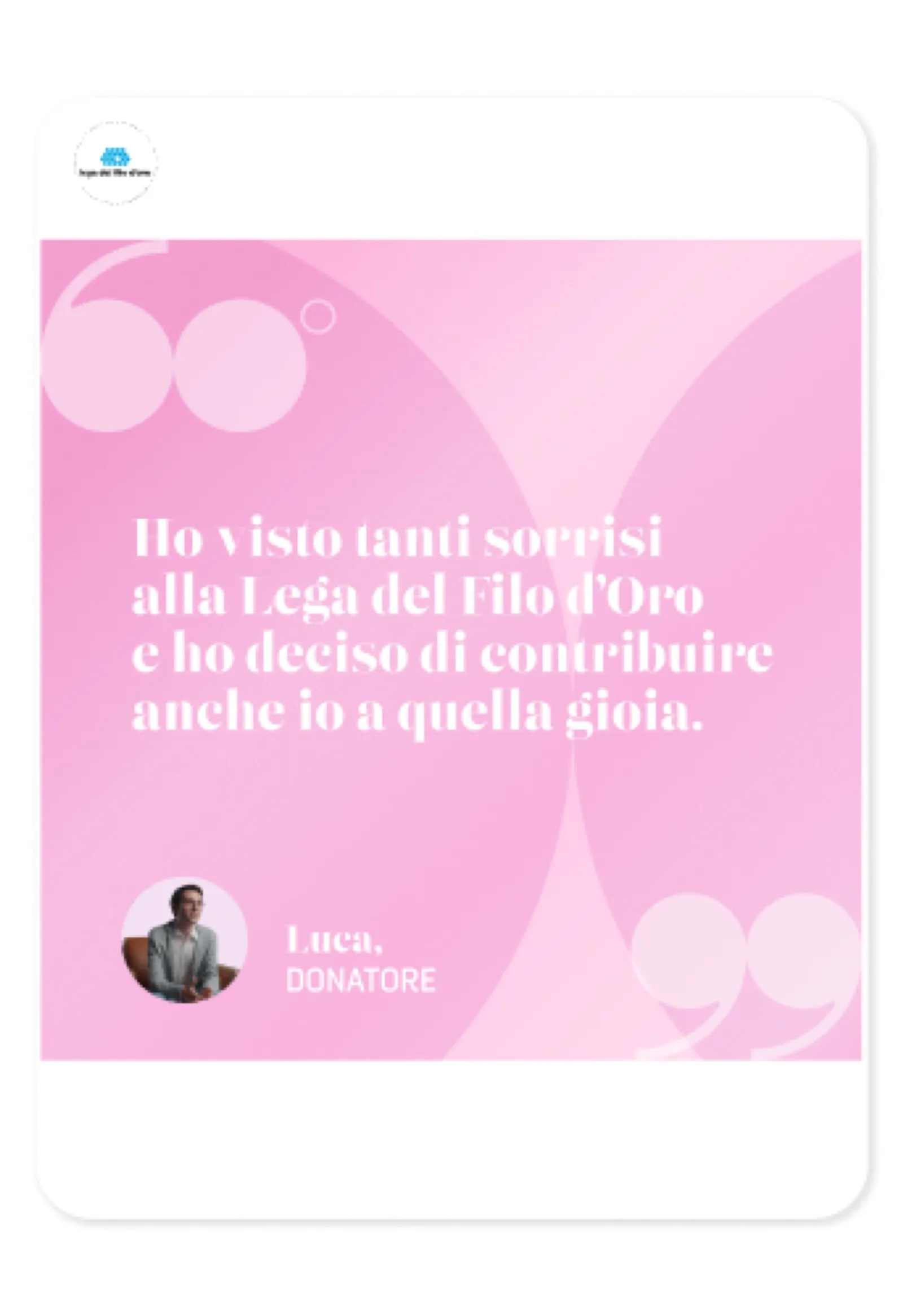 Smiles featured in the Lega del Filo d'Oro anniversary campaign