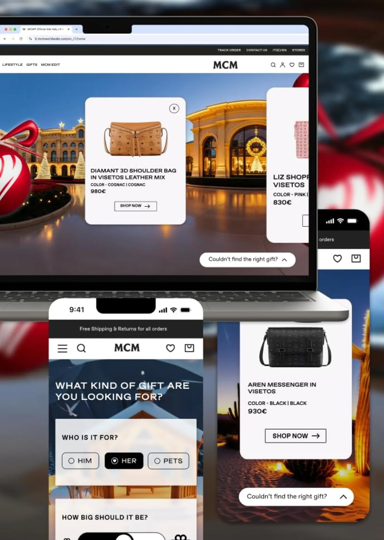 MCM desktop and mobile views of the personalized product recommendation cards